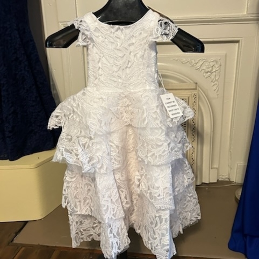 Elegant White Lace Kids Formal Dress